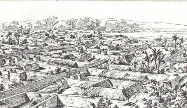 Illustration of Benin City in 1897 as drawn by a British official.